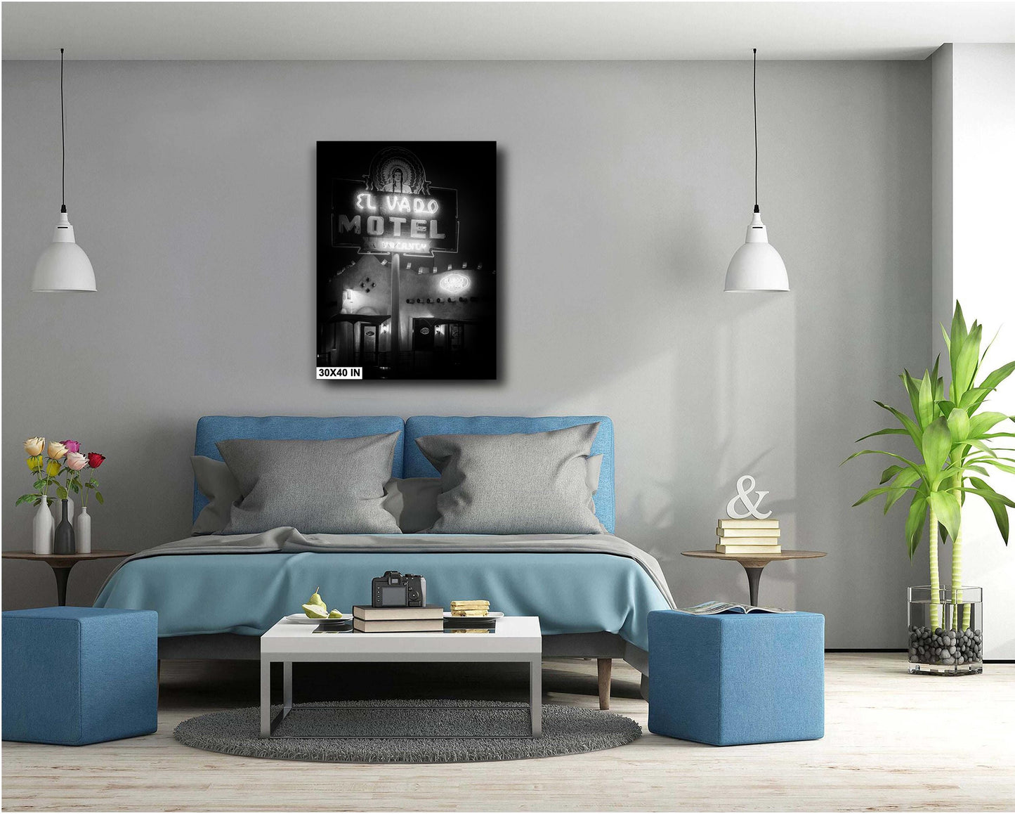 New Mexico Wall Art - El Vado Motel Albuquerque Route 66 Art Print - Black & White Vintage Southwestern Photography