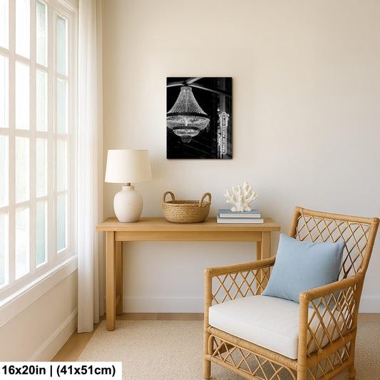 Playhouse Square Chandelier Print - Cleveland Wall Art | Black & White Night Photography