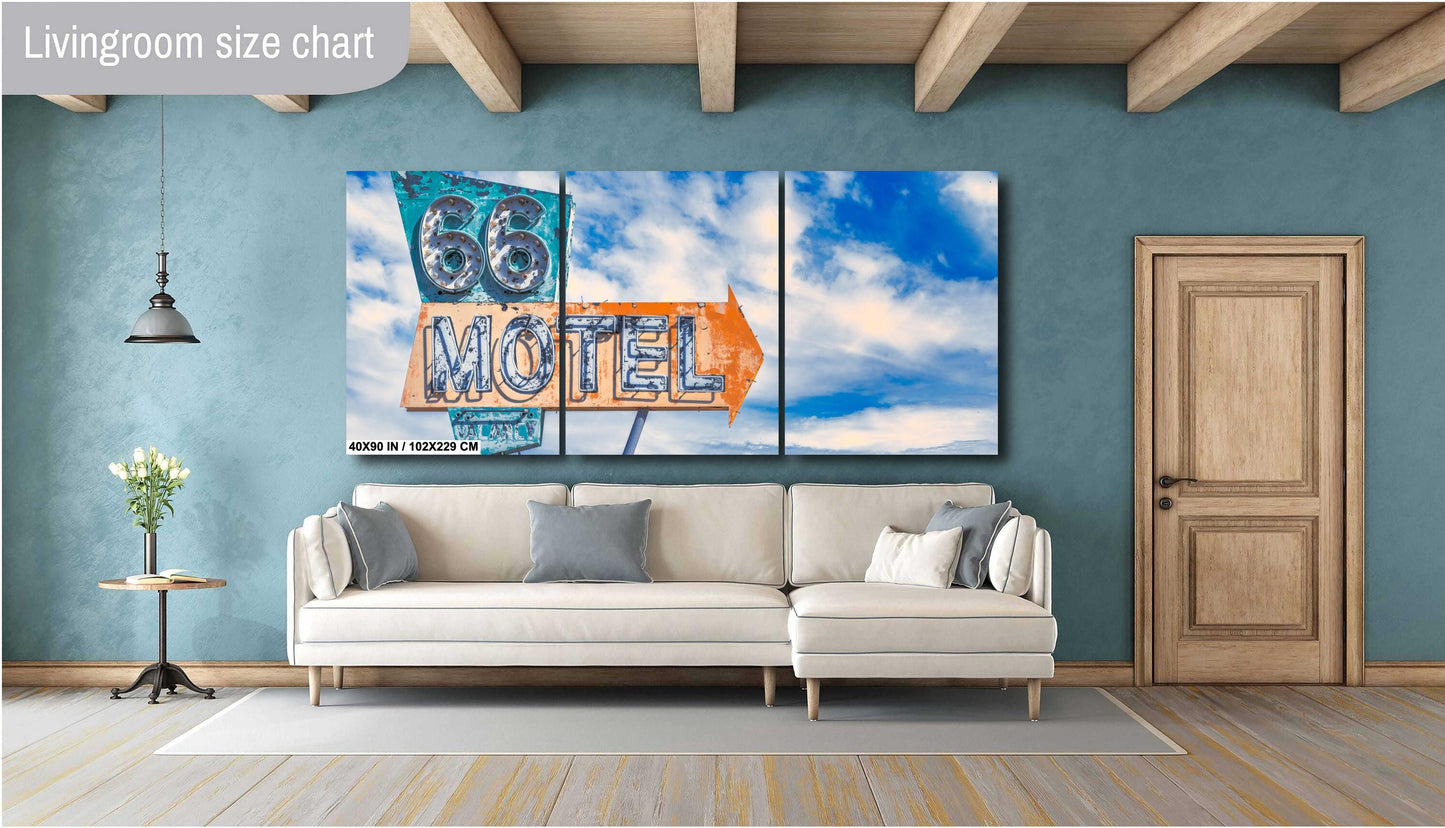 Route 66 Motel Sign Photography: Needles, California Rustic Western Neon Wall Art Print on Premium Photo Paper, Canvas, Acrylic, or Metal