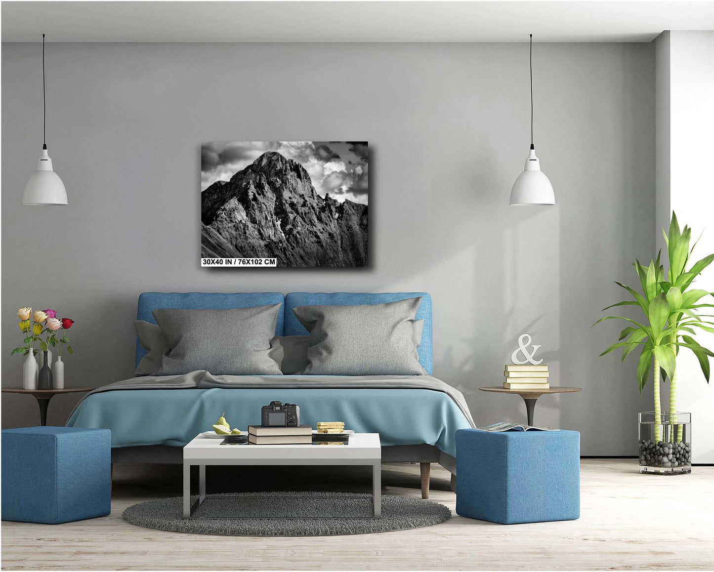 Mountain Wall Art - San Juan Mountains Photography, Extra Large Black & White Canvas Decor, Colorado Nature Wall Print