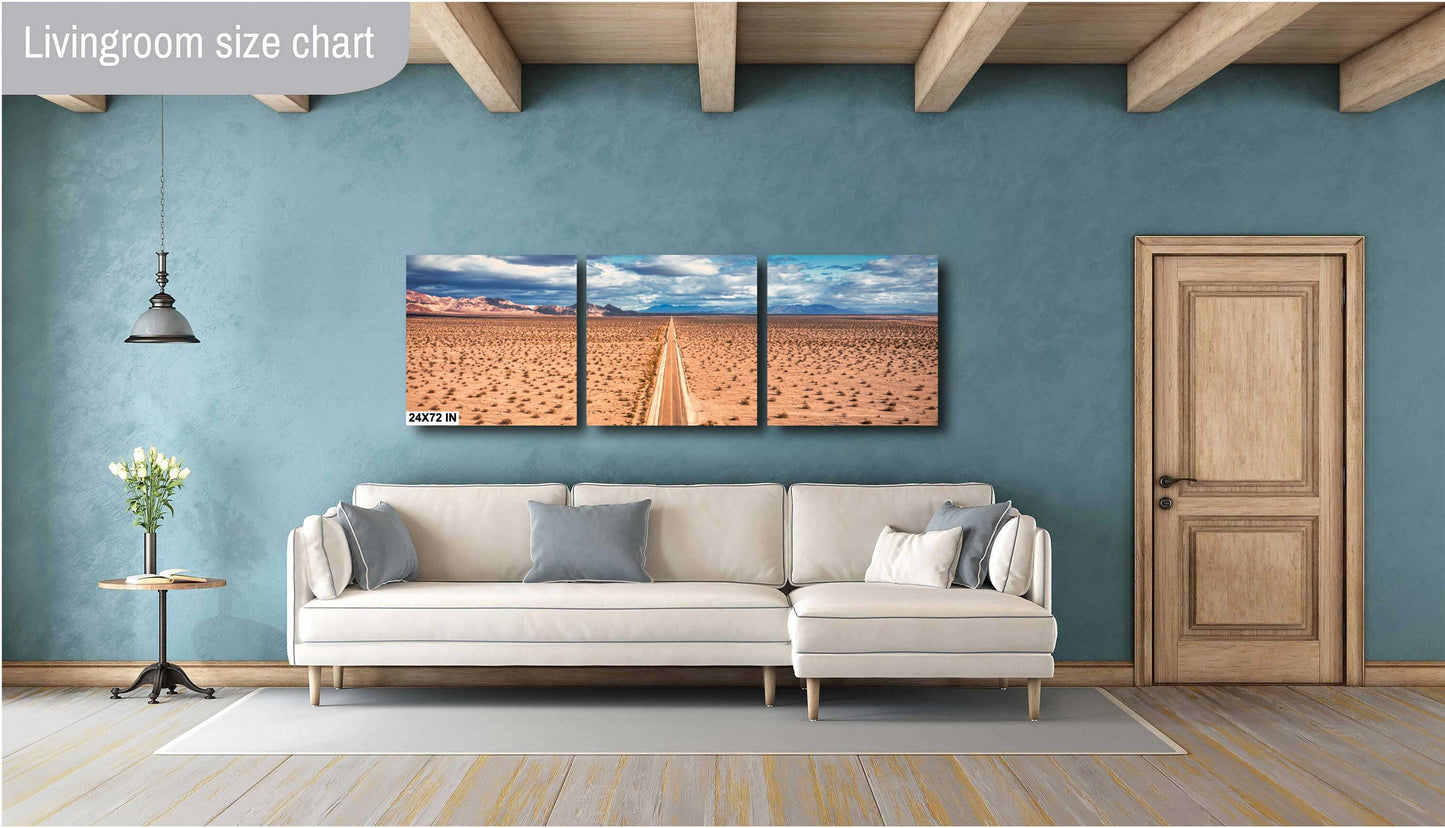 Endless Horizons on Route 66: Mojave Desert Highway Wall Art Print on Premium Paper or Ready-to-Hang Canvas