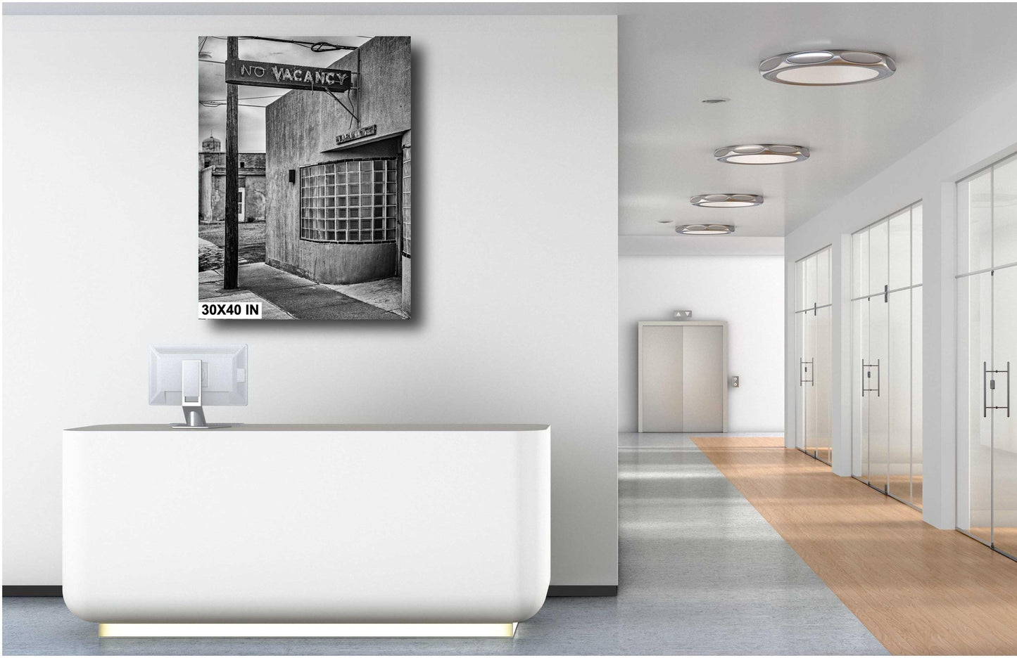 New Mexico No Vacancy Motel Sign | Retro Neon Fine Art Photography | Black & White Roadside Decor