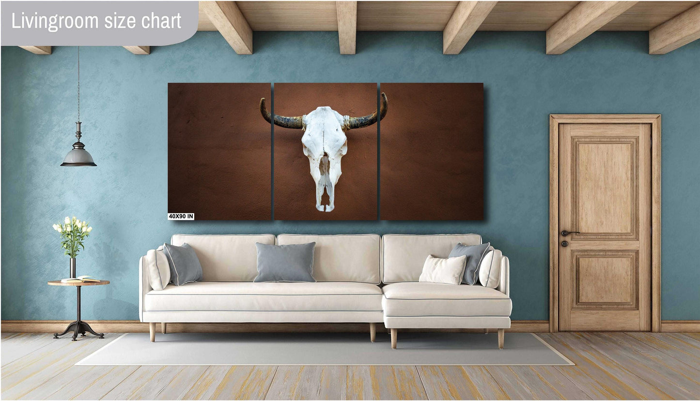 Texas Longhorn Skull Print: Western Steer Art on Leather, Canvas, Acrylic, Metal or Photo Paper