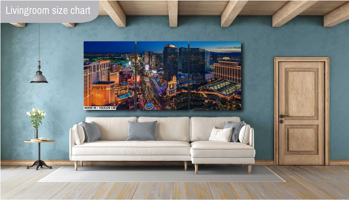 Las Vegas Strip Skyline Wall Art - Aerial Photo Canvas, Metal & Acrylic Prints - Modern Home Decor, Ready to Hang