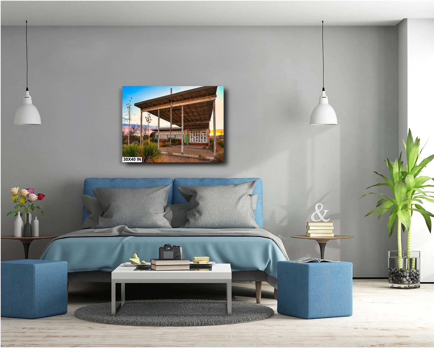 Abandoned Gas Station Mural Art Print | Lobo Texas Ghost Town Landscape | Desert Americana Wall Decor | Keep the Lonely Places Lonely
