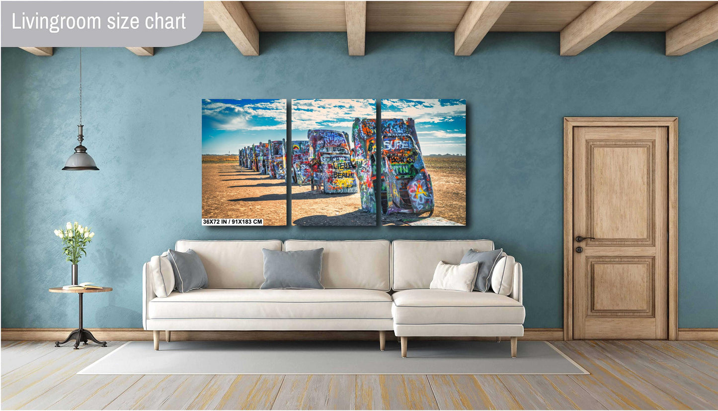 Cadillac Ranch Route 66 Print - Amarillo Texas Roadside Art for Travel Lovers, Home Decor & Gift Ideas on Canvas, Photo Paper or Metal