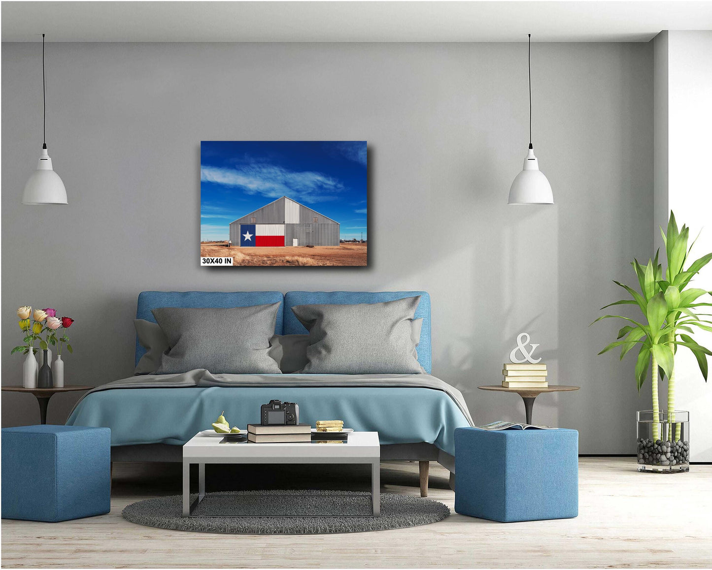 Texas Wall Art Photography - Route 66 Texas Flag Barn Art Print | Rustic Panhandle Canvas, Paper, Acrylic & Metal Decor