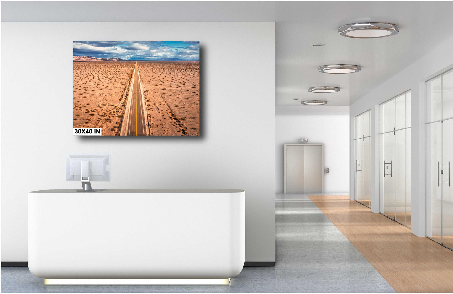 Endless Horizons on Route 66: Mojave Desert Highway Wall Art Print on Premium Paper or Ready-to-Hang Canvas