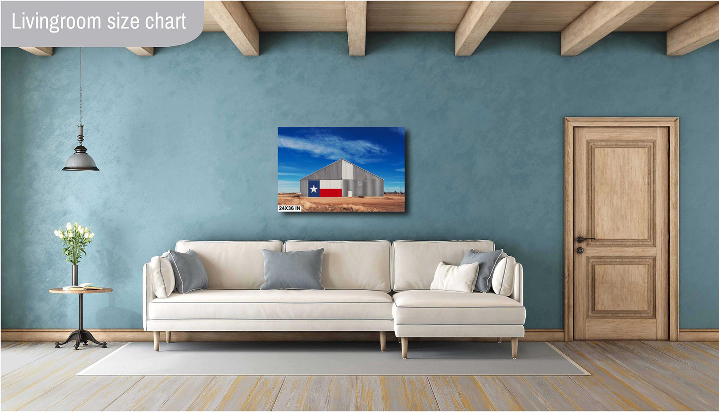 Texas Wall Art Photography - Route 66 Texas Flag Barn Art Print | Rustic Panhandle Canvas, Paper, Acrylic & Metal Decor