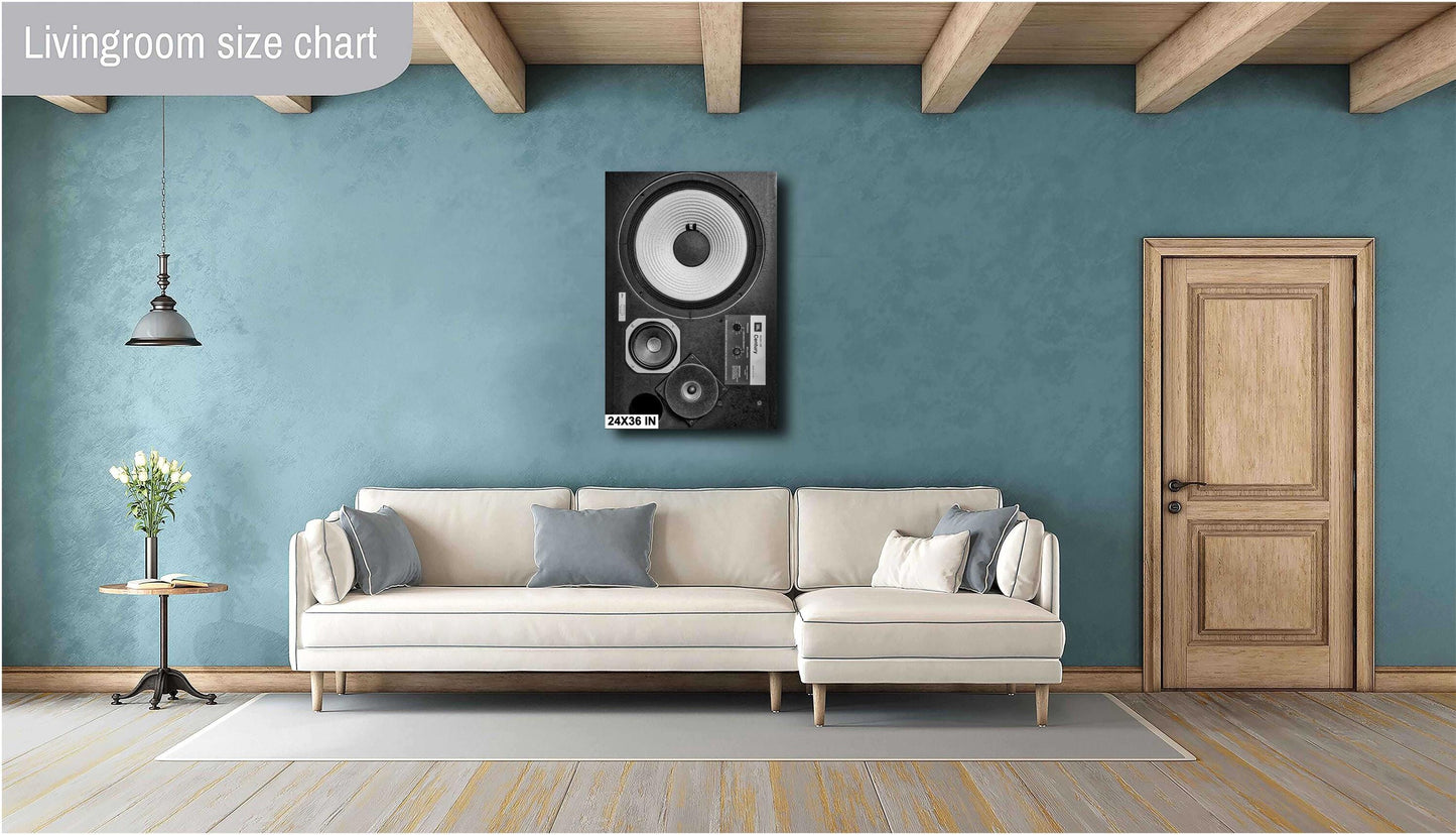 JBL L100 Retro Speaker Poster Print: Premium Quality Studio Loudspeaker on Premium Photography Paper, Canvas, Acrylic, or High Gloss Metal