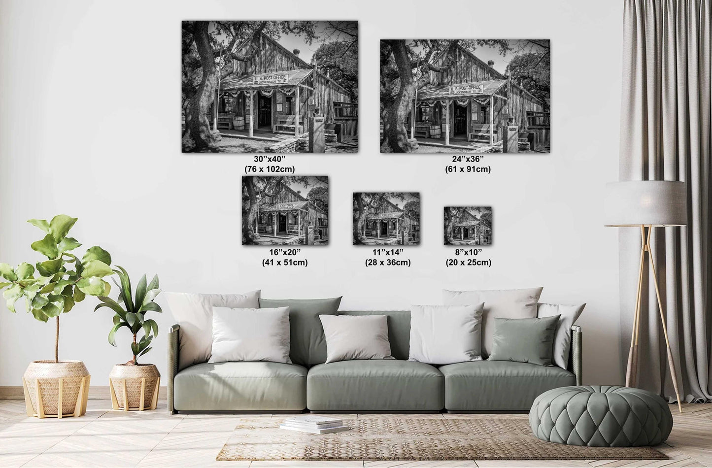 Luckenbach Texas Post Office Black and White Print - Fine Art Photography on Premium Photo Paper, Ready-to-Hang Canvas, Acrylic & Metal