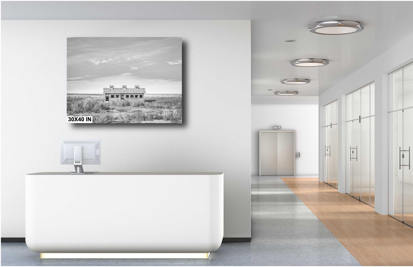 Farmhouse Wall Decor - Rustic Texas Farmstead B&W Print of Abandoned Homestead and Chicken House Rural Landscape Art