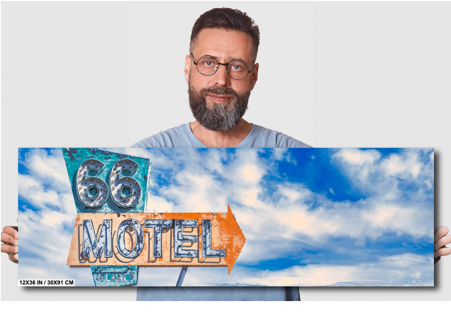Route 66 Motel Sign Photography: Needles, California Rustic Western Neon Wall Art Print on Premium Photo Paper, Canvas, Acrylic, or Metal