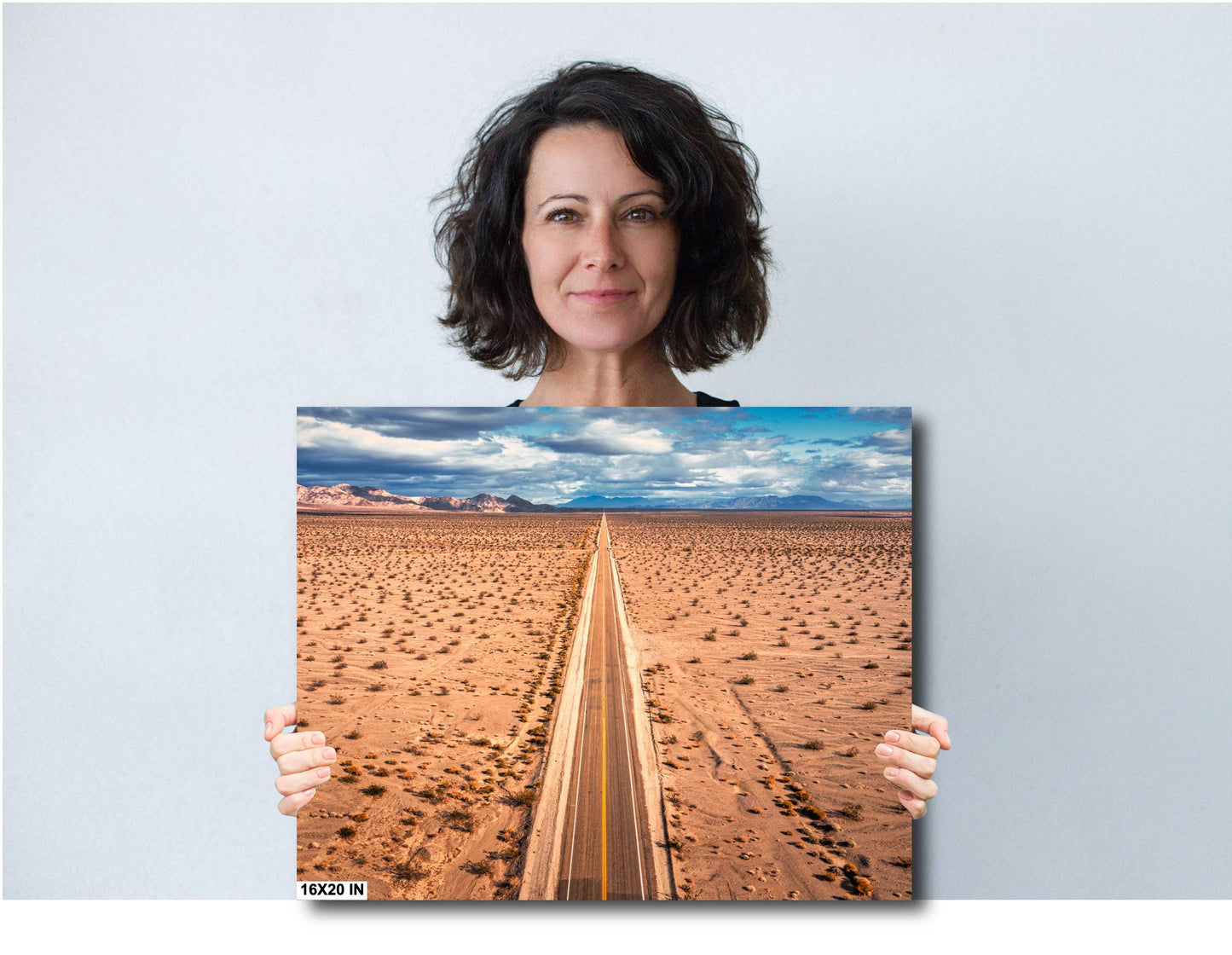 Endless Horizons on Route 66: Mojave Desert Highway Wall Art Print on Premium Paper or Ready-to-Hang Canvas