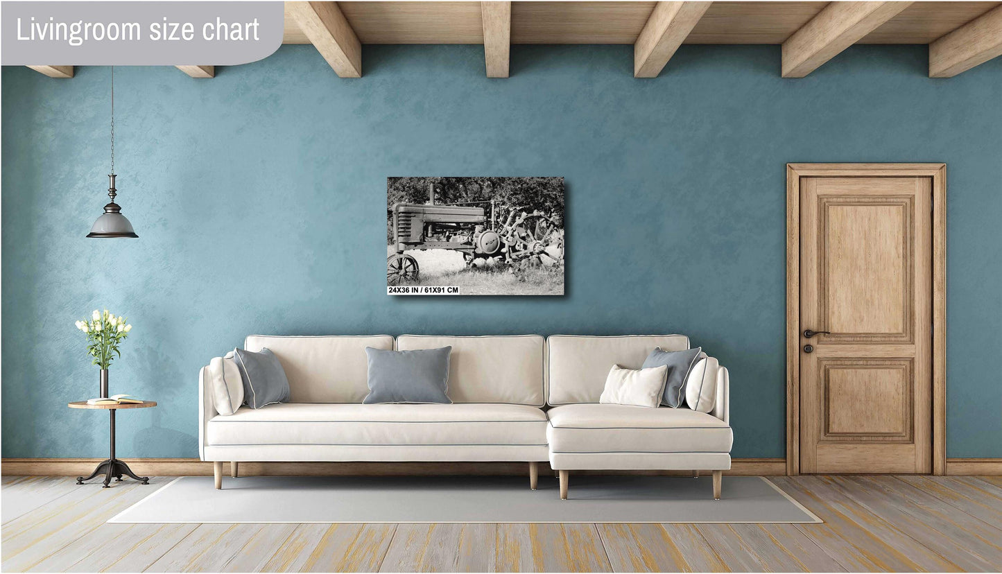 Farmhouse Wall Art - Photograph of Vintage Tractor | Rustic Farmhouse Wall Art Print | Available in Paper, Canvas, Acrylic & Metal