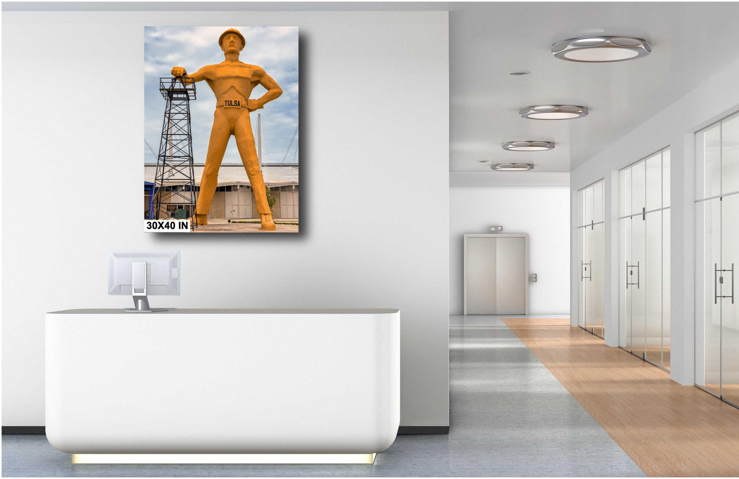 Tulsa Golden Driller Wall Art: Iconic Route 66 Landmark Print on Photo Paper, Canvas, Metal, or Acrylic