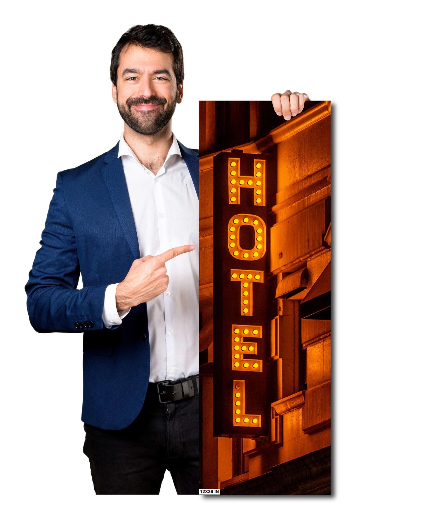 Neon Sign Photo | Manhattan New York Hotel Retro Neon Art | Americana Wall Decor Print on Premium Photo Paper, Canvas & Metal