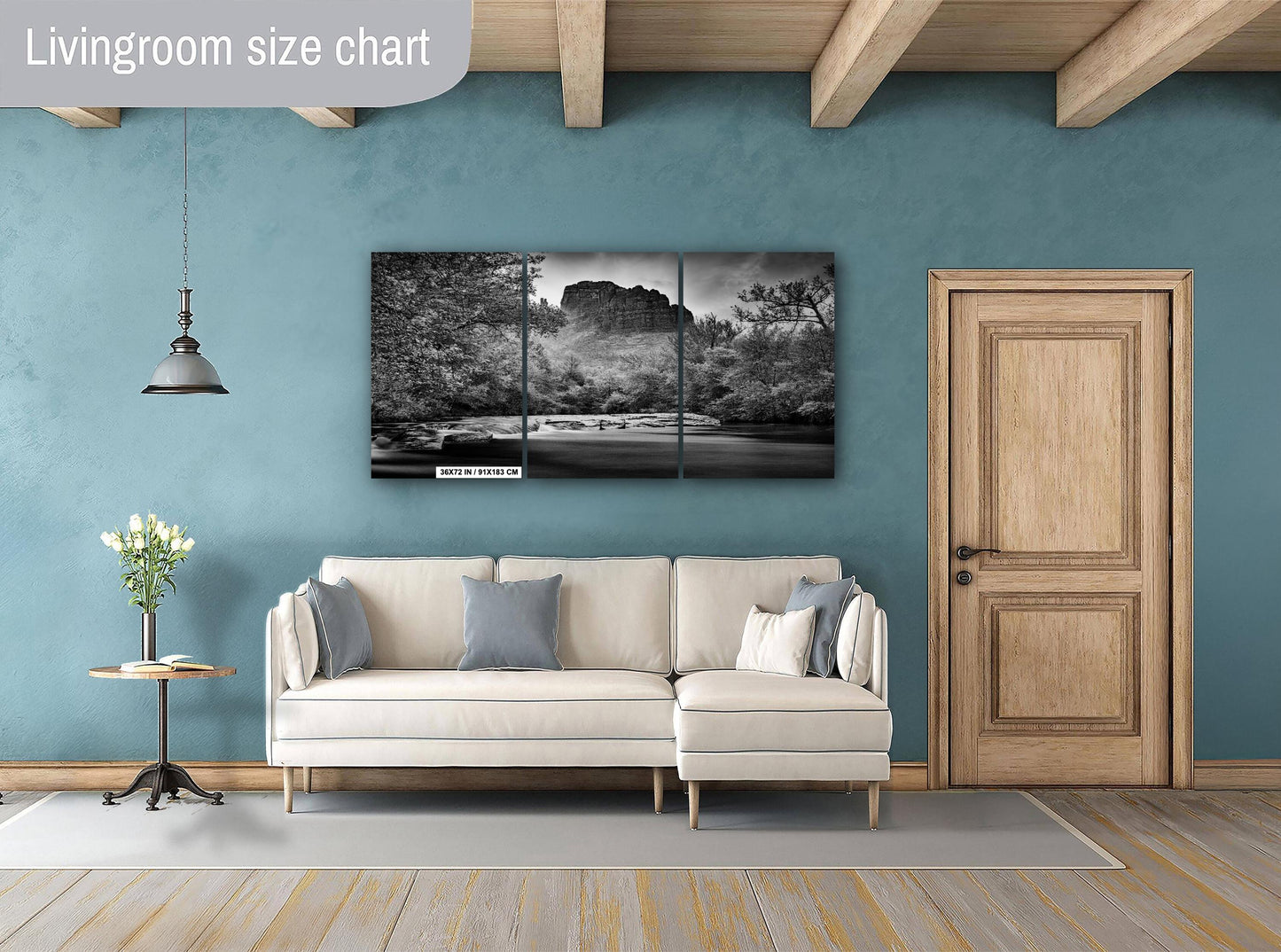Sedona Arizona Cathedral Rock from Oak Creek - Black and White Photography Print on Premium Photo Paper, Canvas, Acrylic & Metal Decor