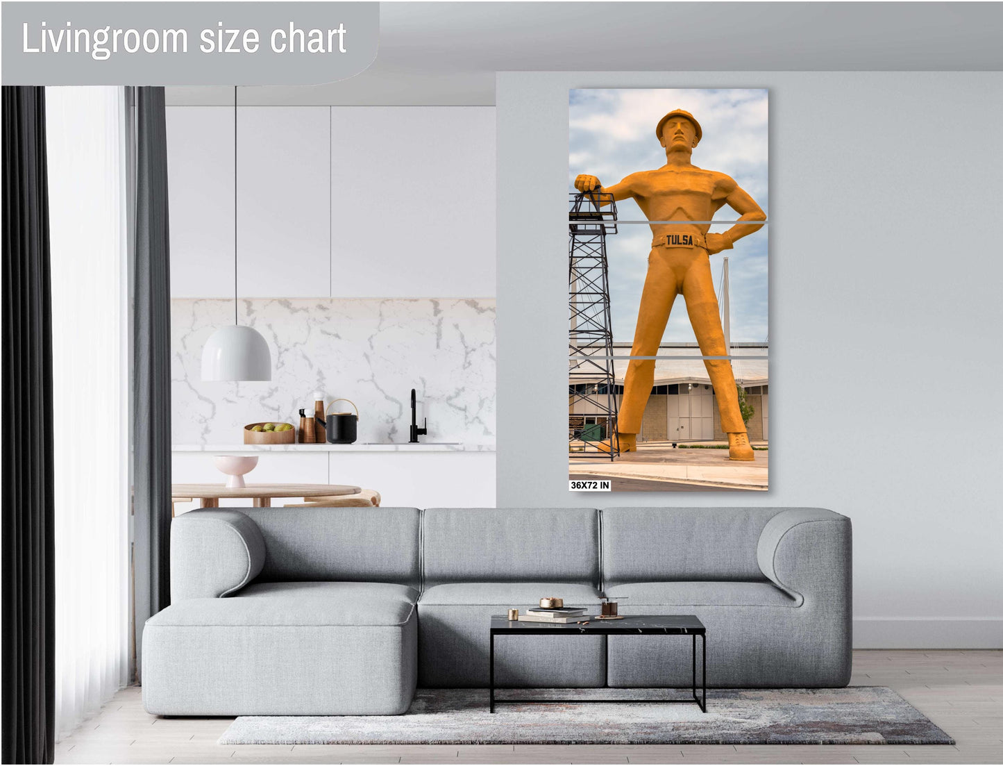 Tulsa Golden Driller Wall Art: Iconic Route 66 Landmark Print on Photo Paper, Canvas, Metal, or Acrylic