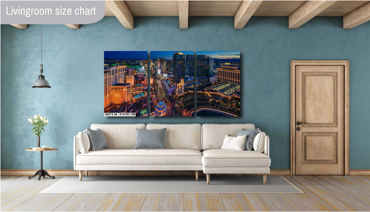 Las Vegas Strip Skyline Wall Art - Aerial Photo Canvas, Metal & Acrylic Prints - Modern Home Decor, Ready to Hang