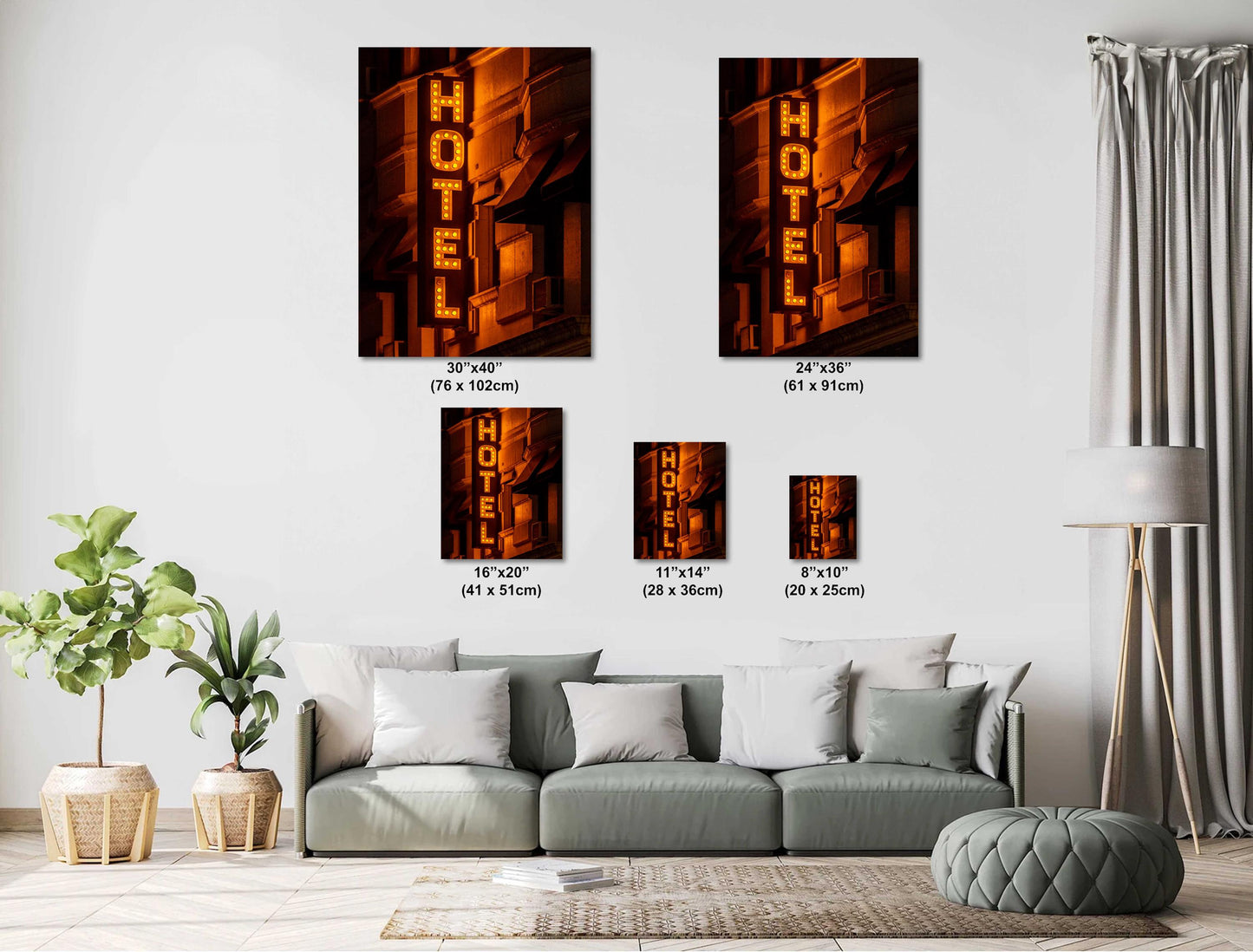 Neon Sign Photo | Manhattan New York Hotel Retro Neon Art | Americana Wall Decor Print on Premium Photo Paper, Canvas & Metal