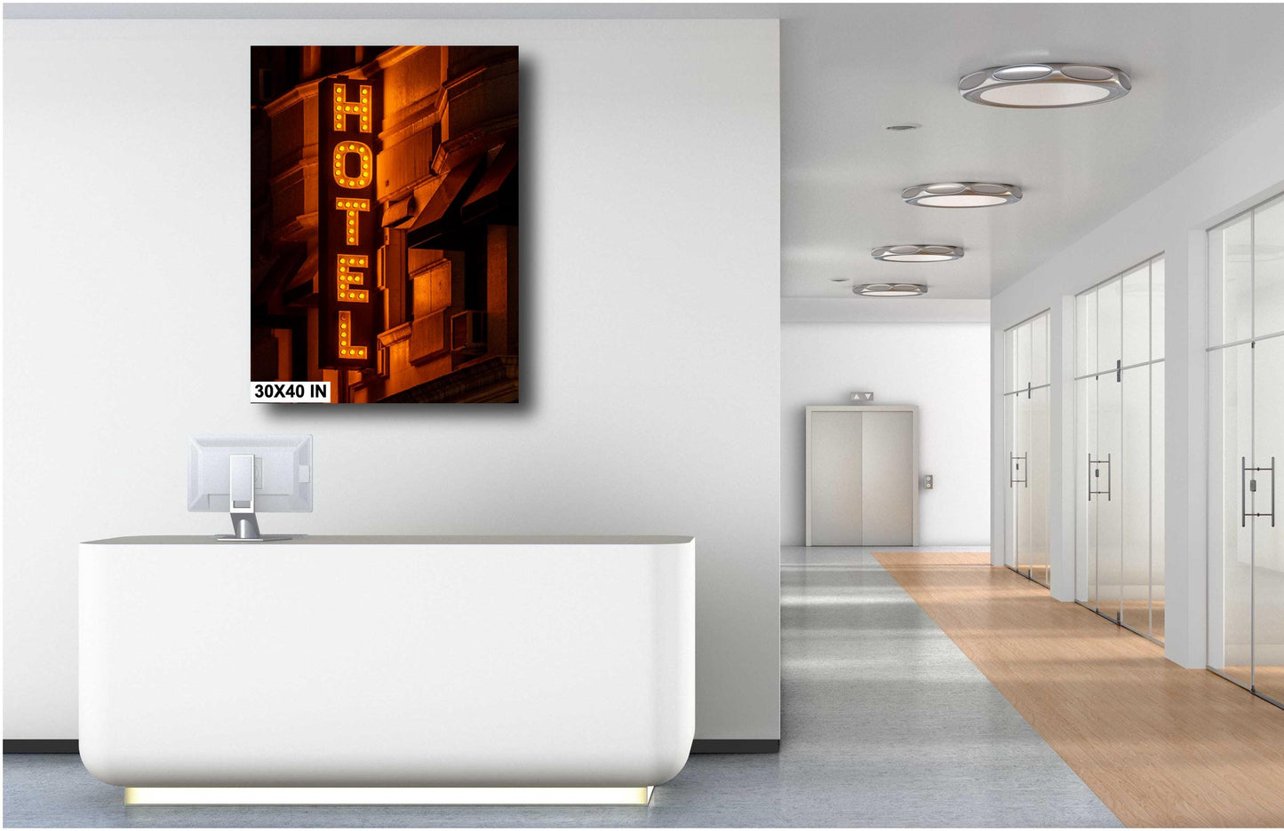 Neon Sign Photo | Manhattan New York Hotel Retro Neon Art | Americana Wall Decor Print on Premium Photo Paper, Canvas & Metal