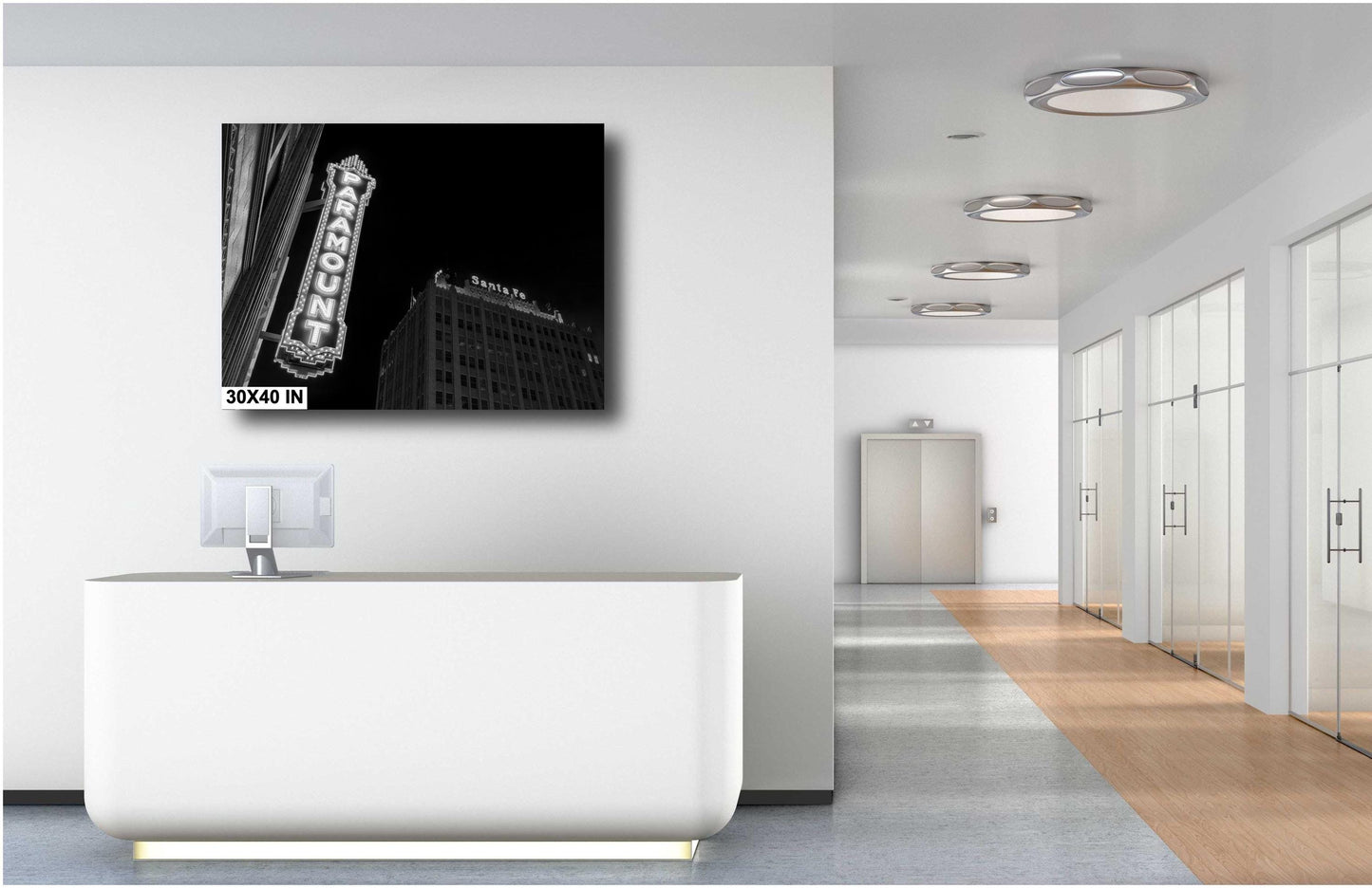 Movie Theater Wall Art - Paramount Theater & Santa Fe Building in Amarillo, Texas - Fine Art Print on Photo Paper, Canvas, Acrylic, or Metal