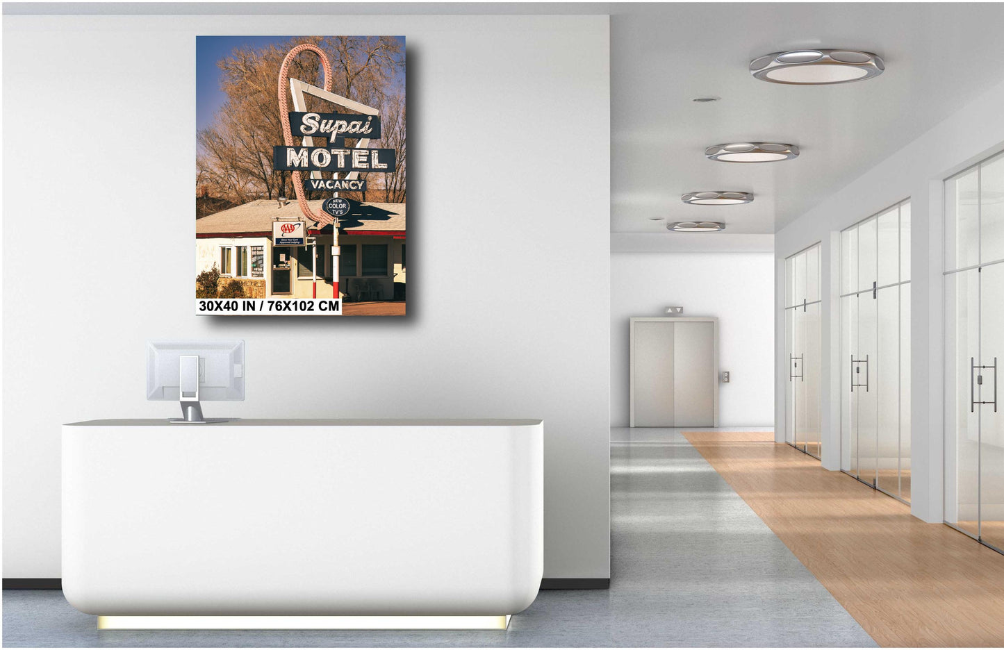 Route 66 Seligman Motel Sign Art, Supai Motel Americana Print, Vintage Wall Decor, Photo Paper or Canvas
