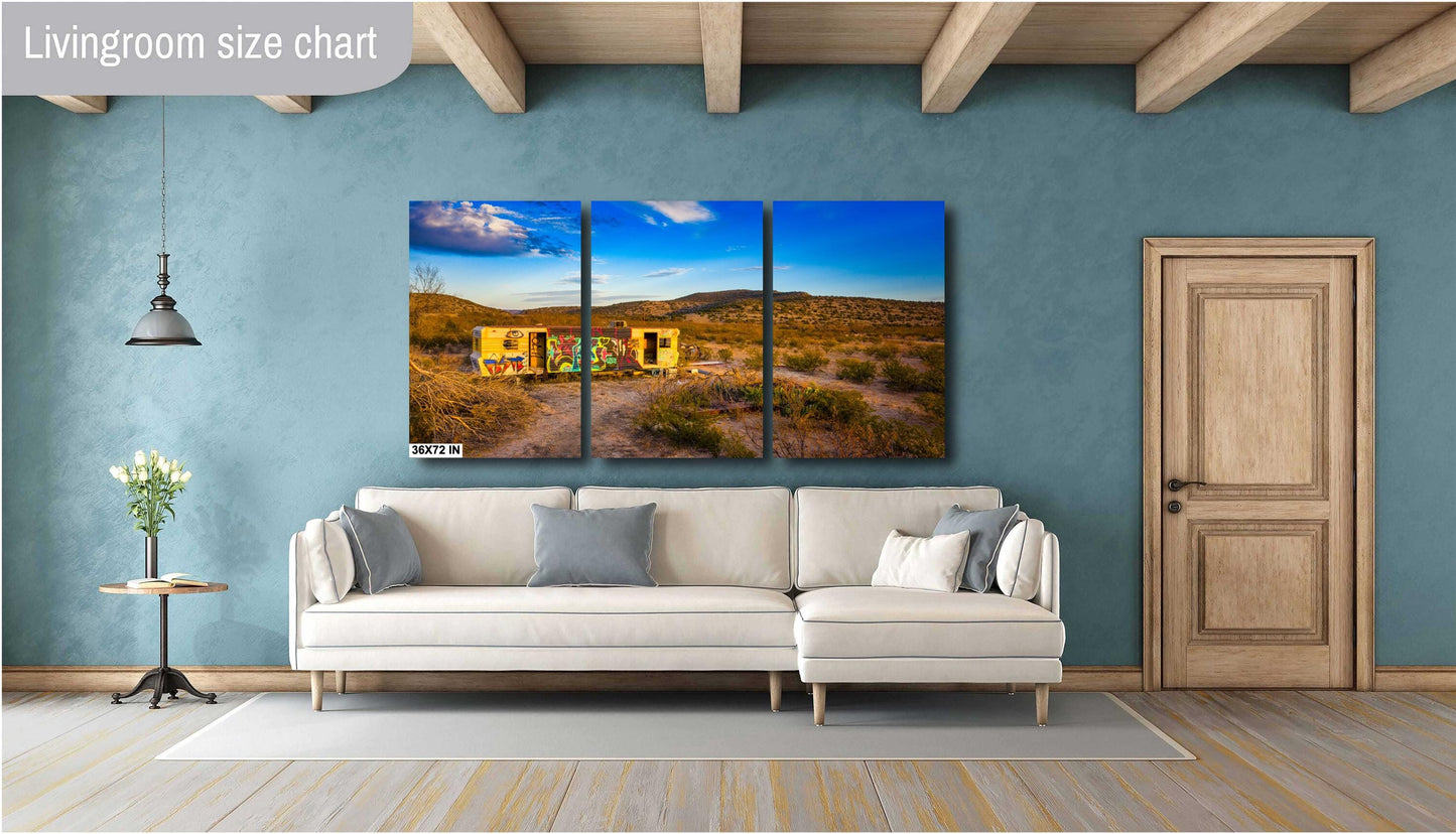 Texas Wall Art - Abandoned Trailer Wall Art Print: Unique Southwest Desert Decor on Photo Paper, Canvas, Acrylic & Metal