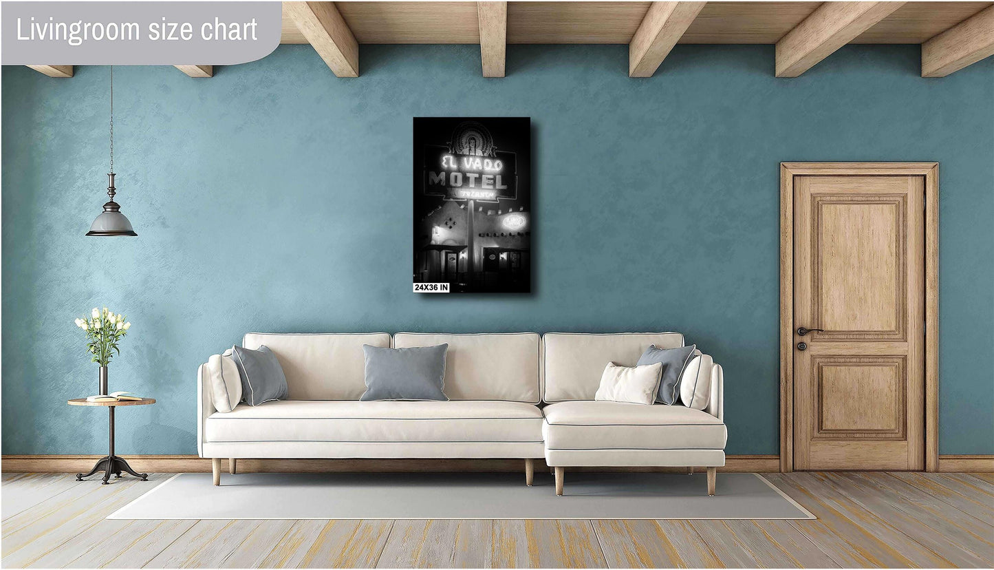 New Mexico Wall Art - El Vado Motel Albuquerque Route 66 Art Print - Black & White Vintage Southwestern Photography
