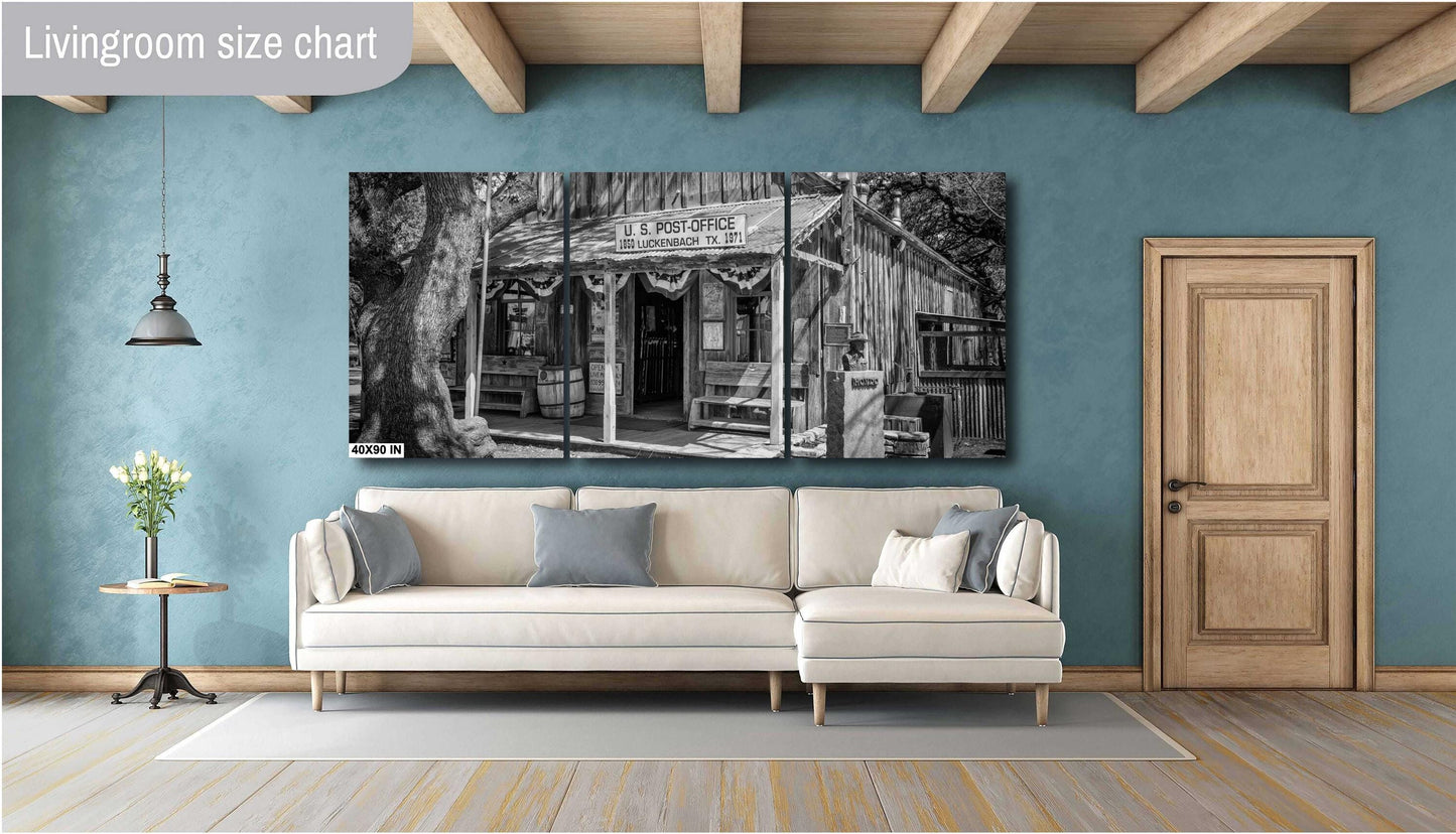Luckenbach Texas Post Office Black and White Print - Fine Art Photography on Premium Photo Paper, Ready-to-Hang Canvas, Acrylic & Metal