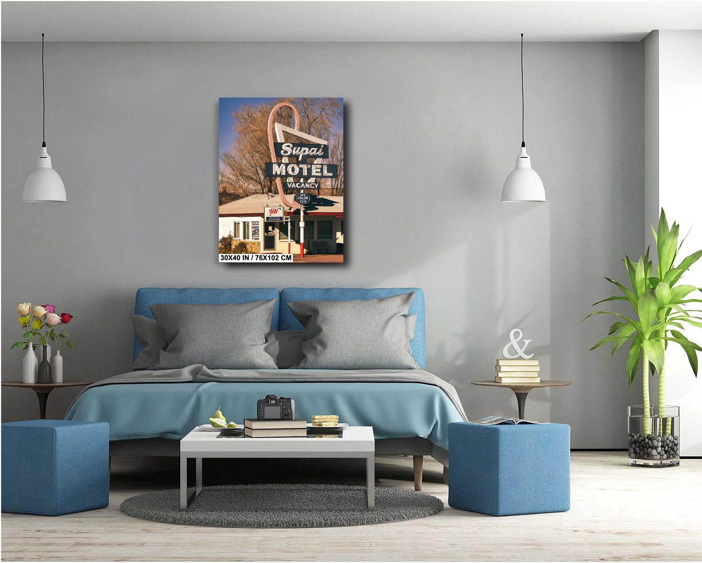 Route 66 Seligman Motel Sign Art, Supai Motel Americana Print, Vintage Wall Decor, Photo Paper or Canvas
