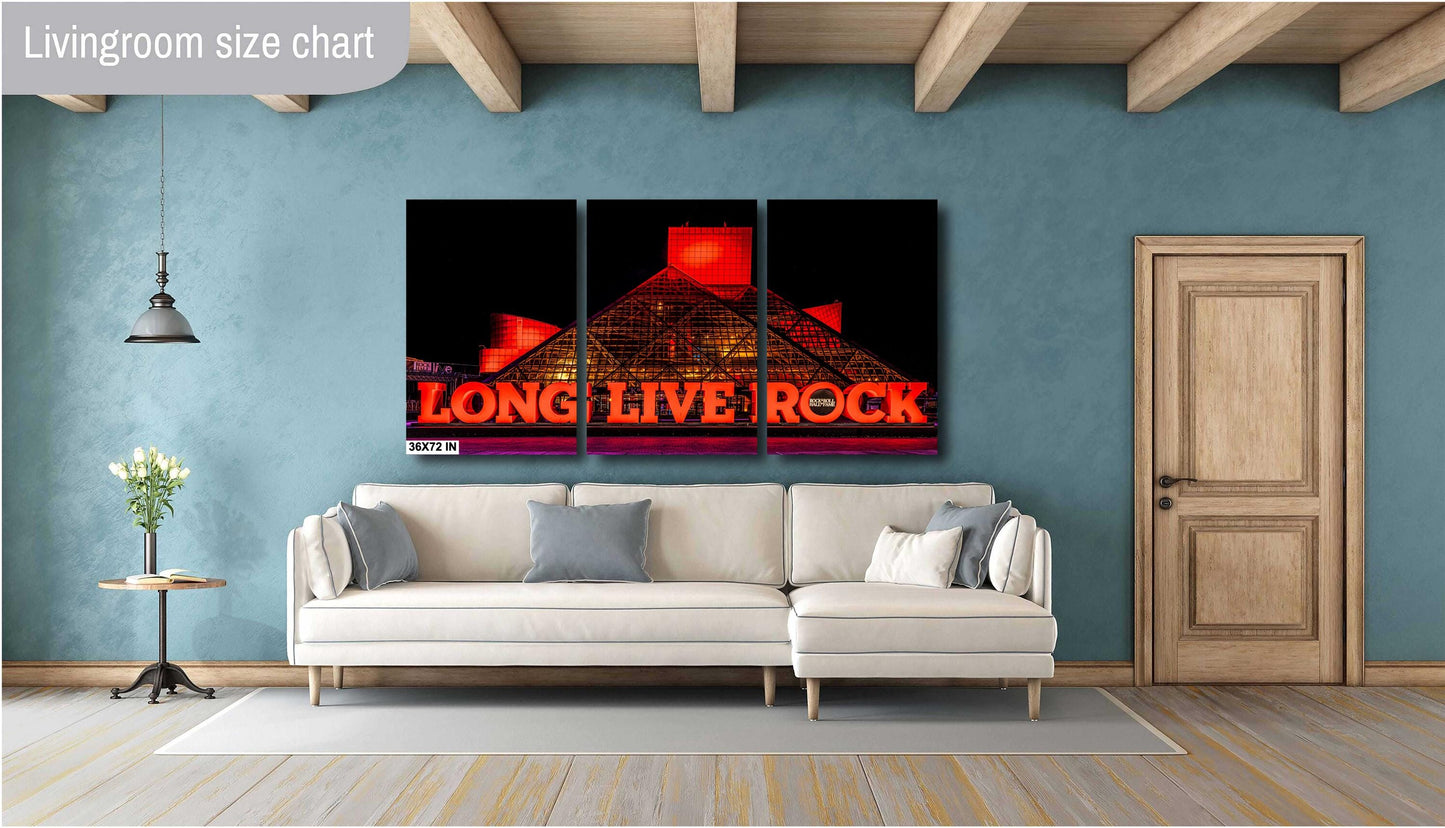 Cleveland Rock and Roll Hall of Fame Night Photograph - Illuminated Paper, Canvas, Acrylic & Metal Print Decor