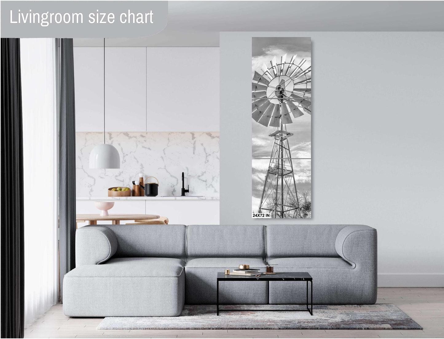 Texas Wall Art - Bandera Windmill Print - Cowboy Capitol of the World Black & White Art for Rustic Country Home Decor