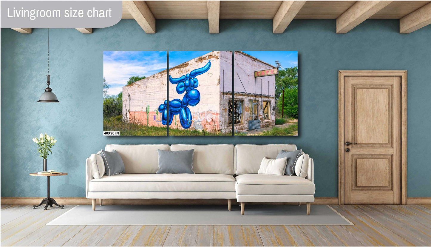 Americana Art: Texas Cafe with Blue Longhorn Mural | Wingate, TX Photography on Premium Photo Paper, Canvas, Acrylic & Metal