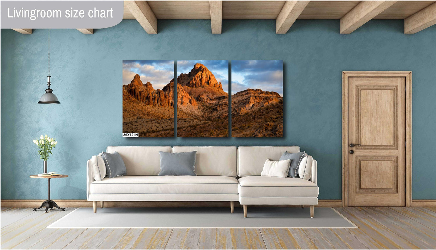 Golden Sunset Over Arizona's Black Mountains: Route 66 Fine Art Photography Print, Mojave Desert Landscape Wall Art
