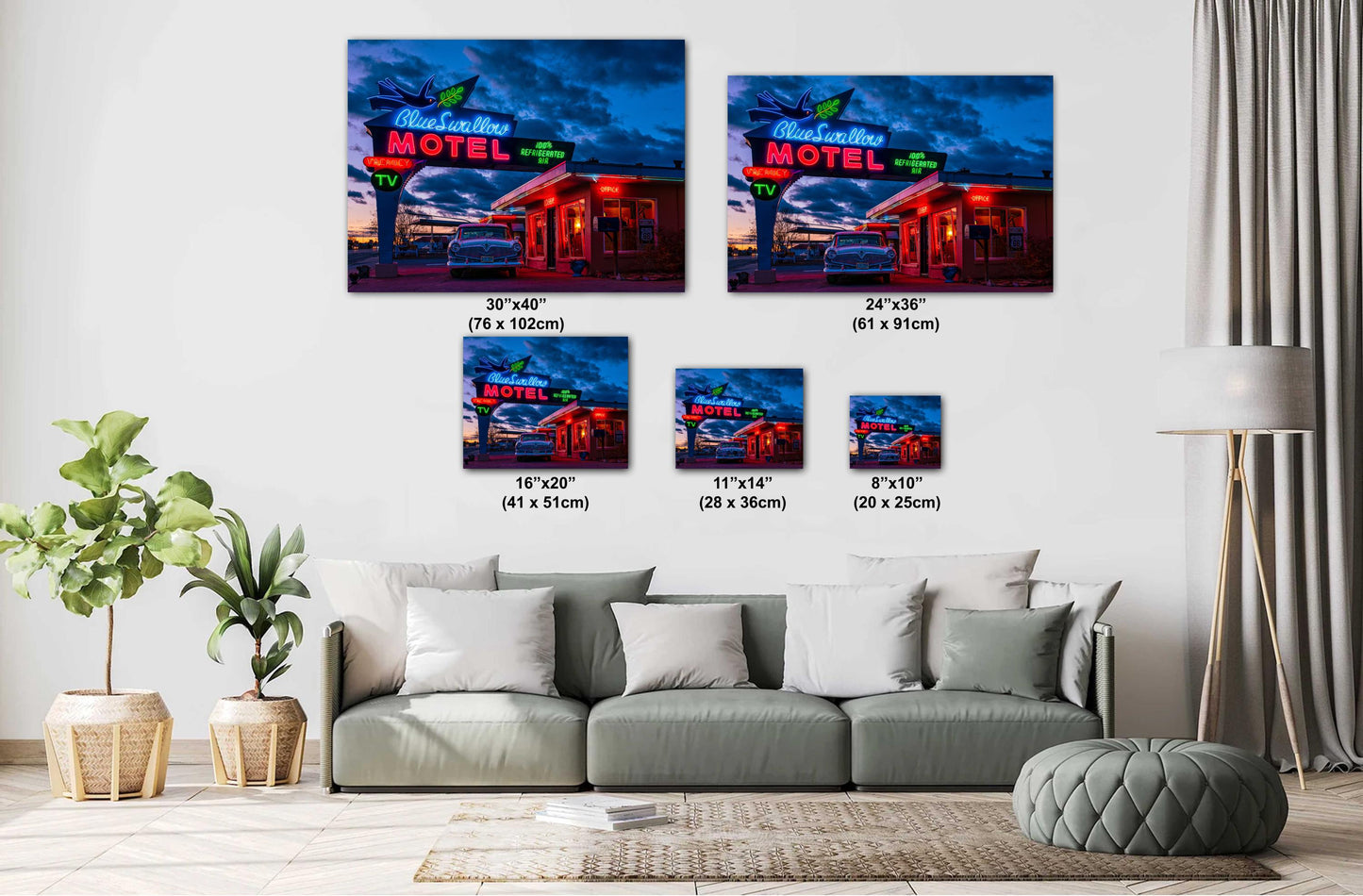 Route 66 Sign - Blue Swallow Motel - Iconic Route 66 Photo: Americana Neon Sign Photography Print - New Mexico Road Trip Wall Art