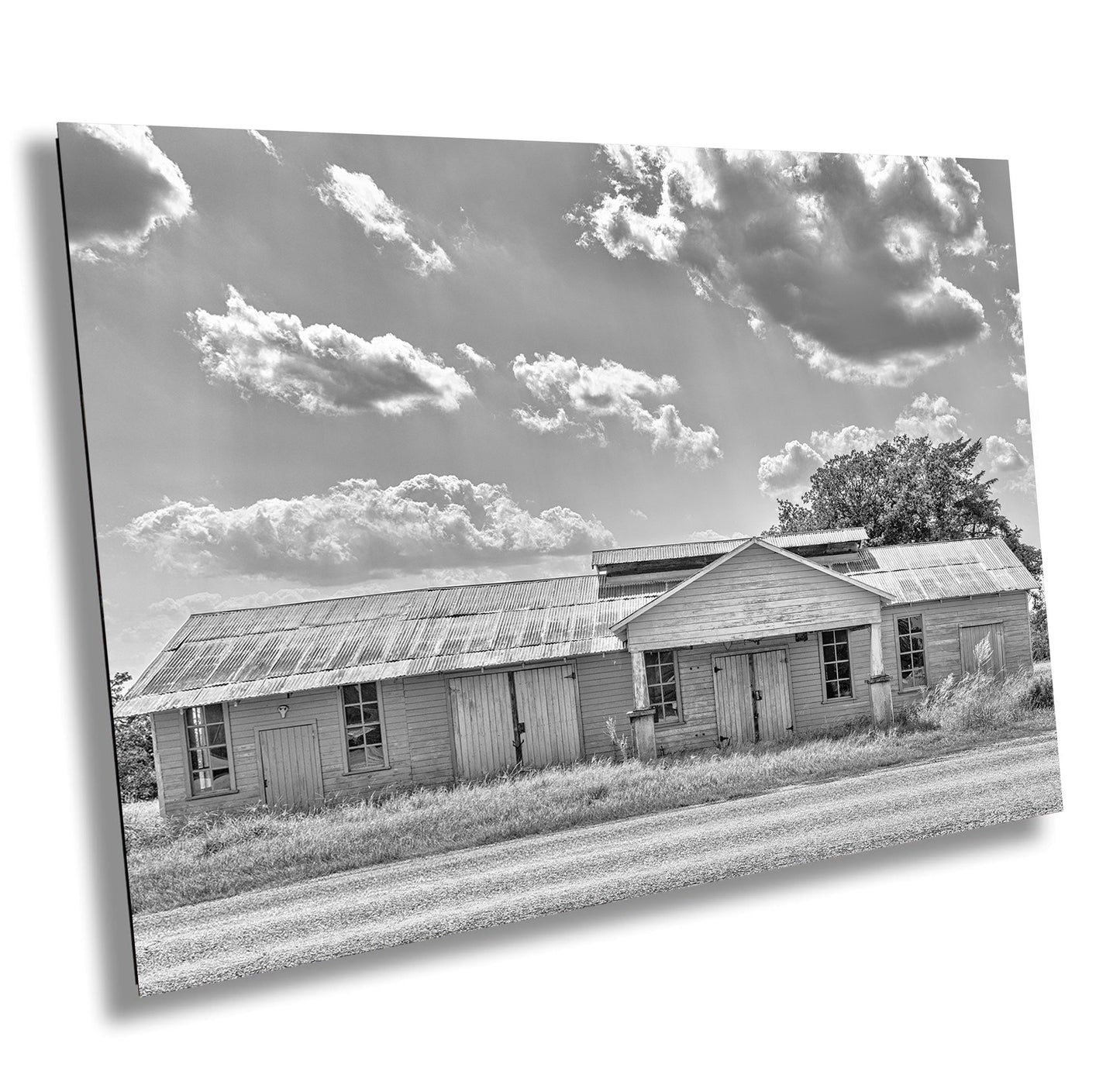 Farmhouse Wall Decor - Rustic Black & White Barn Landscape Print | Modern Farmhouse Wall Art for Living Room or Office Decor