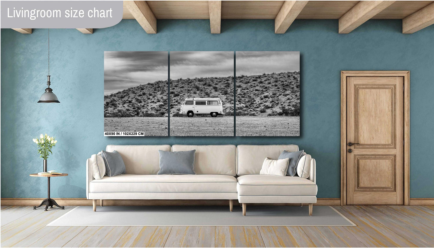 Van Wall Art - Boho Road Trip Photo on Route 66, Vintage Camper Bus Photography Print on Premium Photo Paper, Canvas, Acrylic, or Metal