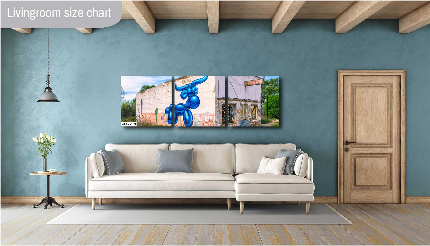 Americana Art: Texas Cafe with Blue Longhorn Mural | Wingate, TX Photography on Premium Photo Paper, Canvas, Acrylic & Metal