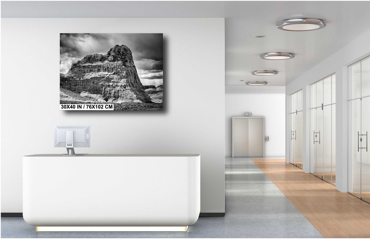 Southwest Art Print - Majestic Rock Formation Near Big Water, Utah: B&W Southwestern Fine Art Photography