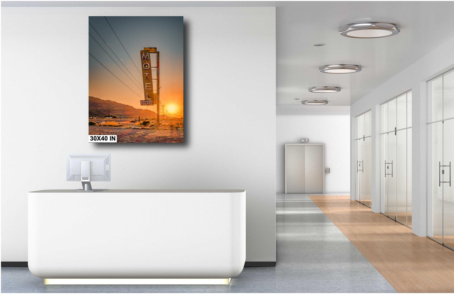 Bagdad Cafe Motel Sign Art at Sunset | Route 66 Americana Wall Decor | Desert Landscape Photography Print