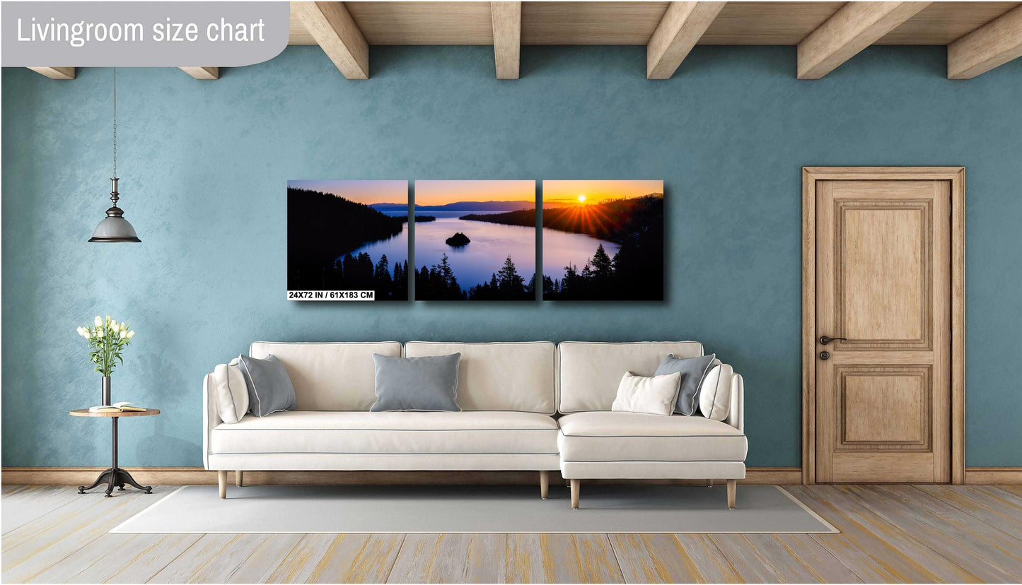 Emerald Bay Lake Tahoe Print - Real Photography Sunrise Over Fanette Island on Premium Photo Paper, Canvas, Acrylic or Metal Nature Print