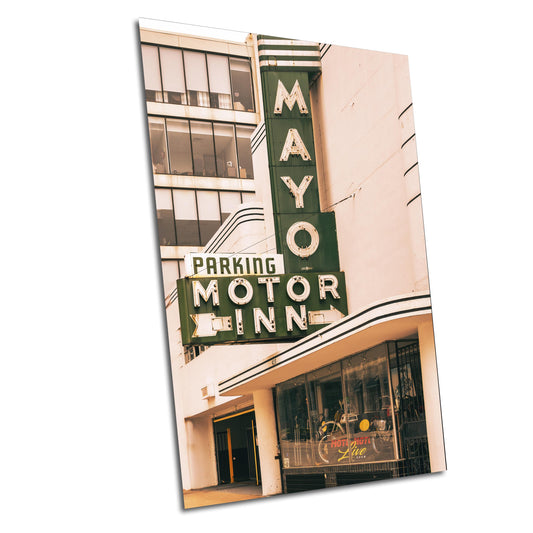 Mayo Motor Inn Wall Art - Americana Prints, Streamline Moderne Neon Decor, Canvas, Acrylic & Metal Options, Route 66 Vintage Style