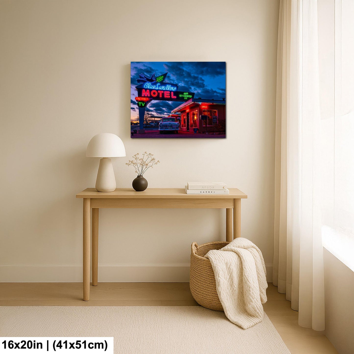 Blue Swallow Motel Print - Route 66 Wall Art | Americana Neon Sign Decor