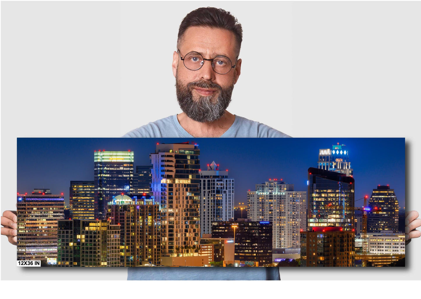 Houston Galleria Skyline Photography Print: Night Panoramic Cityscape Art on Premium Paper, Canvas, Acrylic & Metal Options