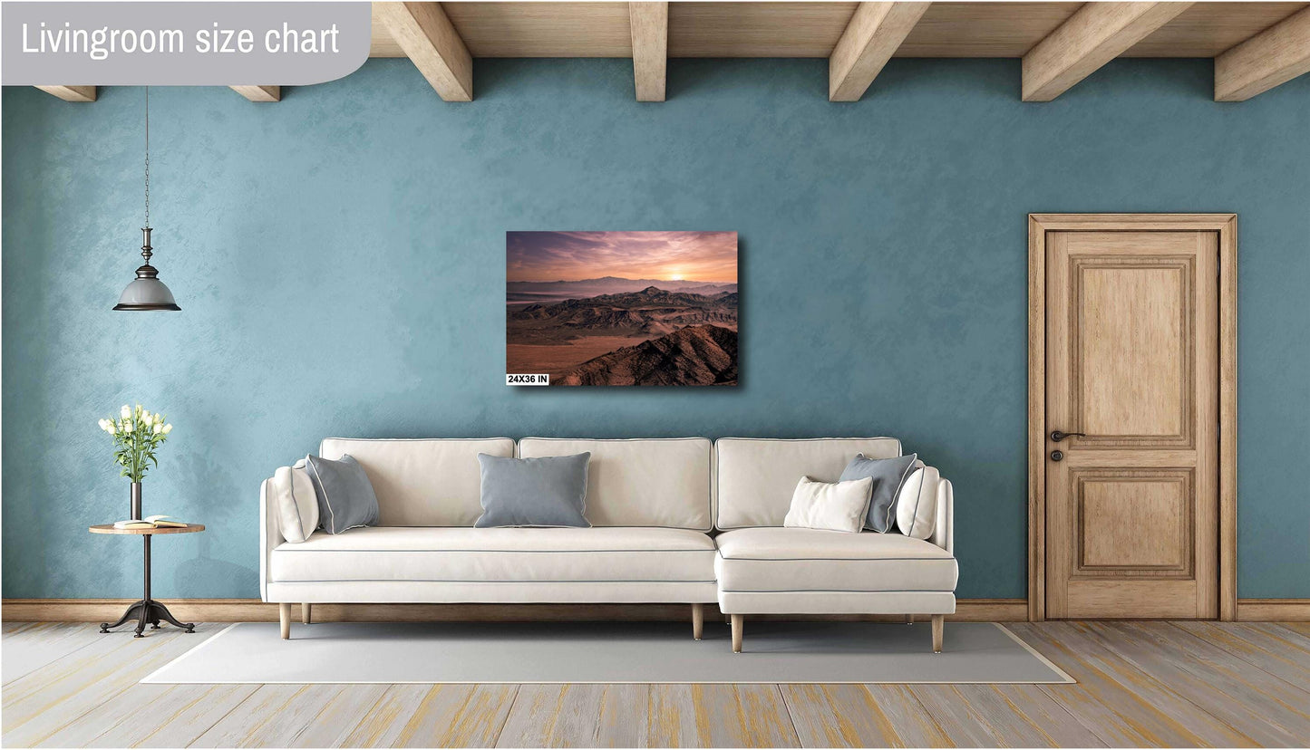 Las Vegas Desert Sunset Canvas Print: Southwest Mountain Landscape Wall Art for Home Decor, Large Format Photography