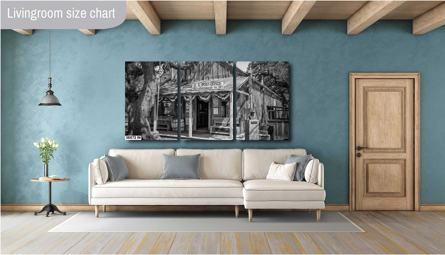 Luckenbach Texas Post Office Black and White Print - Fine Art Photography on Premium Photo Paper, Ready-to-Hang Canvas, Acrylic & Metal