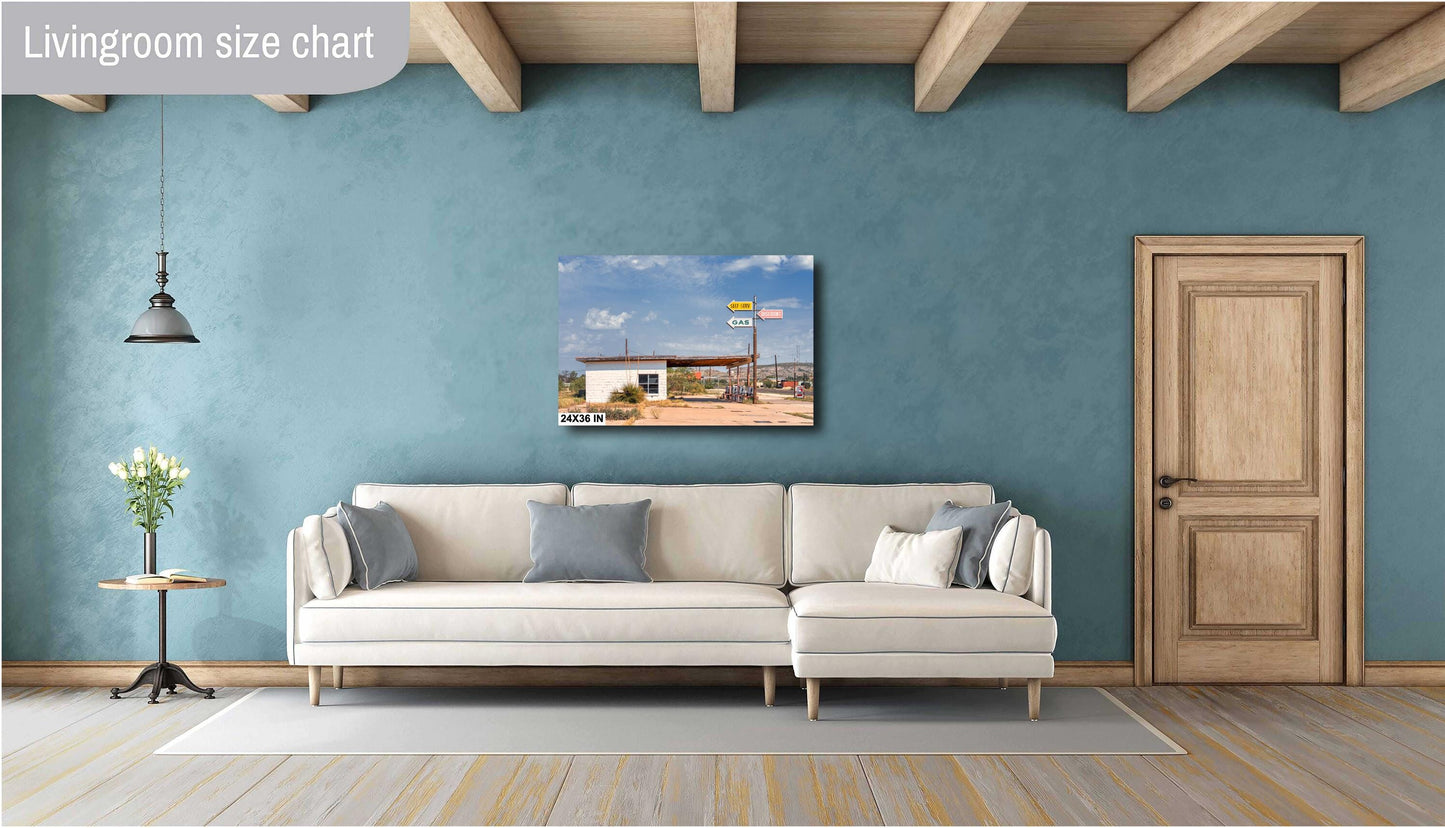 Gas Station Wall Art: Desert Landscape Photography Print from Sanderson, Texas - Rustic Home Decor & Unique Wall Decor