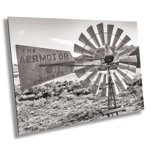 Vintage Farmhouse Windmill Photography Print: Texas Country Rustic Wall Art Decor in Neutral Tones on Photo Paper, Canvas, Acrylic, or Metal